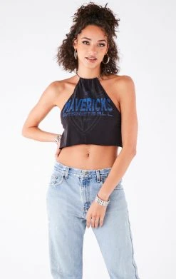 FURST OF A KIND VINTAGE HALTER NECK WATERFALL CHAIN BACK TOP