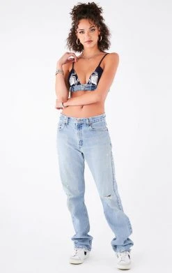 FURST OF A KIND VINTAGE JERSEY AND DENIM BRA TOP VINTAGE NFL