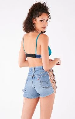 FURST OF A KIND VINTAGE JERSEY AND DENIM BRA TOP VINTAGE NFL