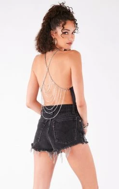 FURST OF A KIND VINTAGE HALTER NECK WATERFALL CHAIN BACK TOP VINTAGE CHAINS