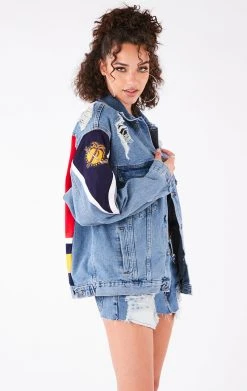 FURST OF A KIND VINTAGE SPORTS VINTAGE GRAPHIC BACK INSERT DENIM JACKET