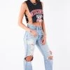 FURST OF A KIND VINTAGE CHAIN SIDE SLEEVELESS CROPPED TEE VINTAGE CHAINS