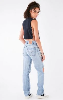 FURST OF A KIND VINTAGE CHAIN SIDE SLEEVELESS CROPPED TEE VINTAGE CHAINS