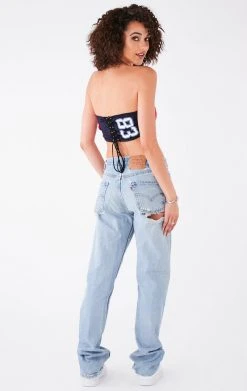 FURST OF A KIND VINTAGE SPLICED JERSEY CORSET TUBE TOP VINTAGE NFL