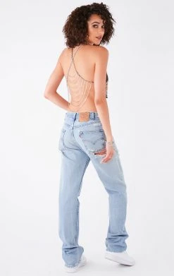 FURST OF A KIND VINTAGE HALTER NECK WATERFALL CHAIN BACK TOP FESTIVAL