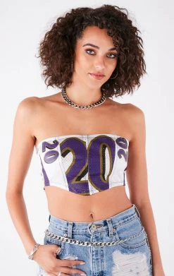 FURST OF A KIND VINTAGE NFL VINTAGE SPLICED JERSEY CORSET TUBE TOP