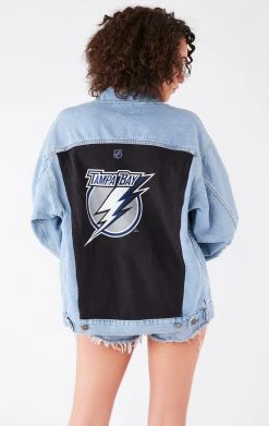 FURST OF A KIND VINTAGE GRAPHIC BACK INSERT LIGHTNING BOLT DENIM JACKET