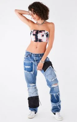 FURST OF A KIND VINTAGE SPLICED JERSEY CORSET TUBE TOP