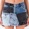 FURST OF A KIND VINTAGE DENIM PATCHWORK SKIRT VINTAGE DRINKS