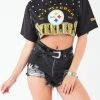 FURST OF A KIND VINTAGE NFL VINTAGE MULTI STUD CROPPED TEE