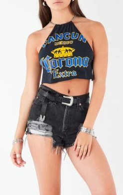 FURST OF A KIND VINTAGE HALTER NECK WATERFALL CHAIN BACK TOP FESTIVAL