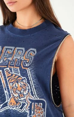 FURST OF A KIND VINTAGE RHINESTONE TRIM SLEEVELESS TEE