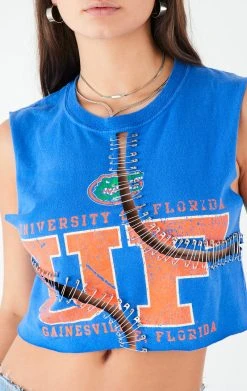 FURST OF A KIND VINTAGE CURVED SAFETY PIN CROPPED SLEEVELESS TEE VINTAGE PINS