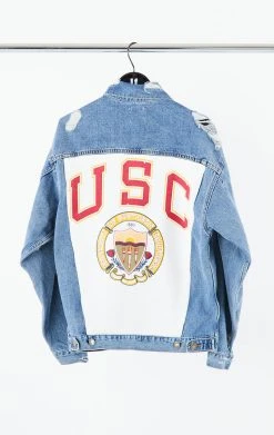 FURST OF A KIND VINTAGE GRAPHIC BACK INSERT DENIM JACKET VINTAGE DENIM JACKETS