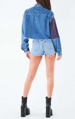 FURST OF A KIND VINTAGE PATCHWORK CROPPED CHAMBRAY VINTAGE NFL 7 FURST OF A KIND VINTAGE PATCHWORK CROPPED CHAMBRAY VINTAGE NFL