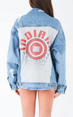 FURST OF A KIND VINTAGE GRAPHIC BACK INSERT DENIM JACKET VINTAGE DENIM JACKETS