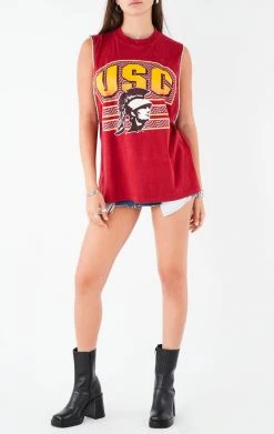 FURST OF A KIND VINTAGE RHINESTONE TRIM SLEEVELESS TEE VINTAGE COLLEGE