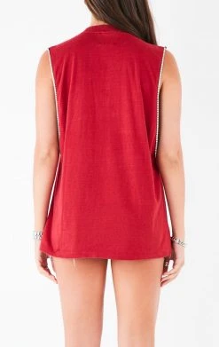 FURST OF A KIND VINTAGE RHINESTONE TRIM SLEEVELESS TEE VINTAGE COLLEGE