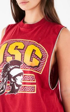 FURST OF A KIND VINTAGE RHINESTONE TRIM SLEEVELESS TEE VINTAGE COLLEGE