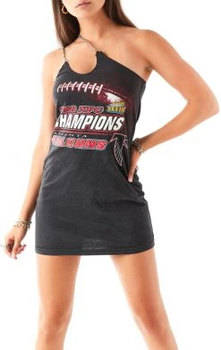 FURST OF A KIND VINTAGE ONE SHOULDER DOUBLE CHAIN STRAP DRESS