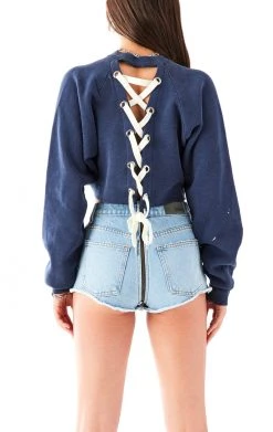 FURST OF A KIND VINTAGE LACE UP BACK SWEATSHIRT