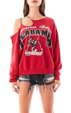 FURST OF A KIND VINTAGE ONE SHOULDER DOUBLE CHAIN SWEATSHIRT