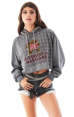 FURST OF A KIND SALE VINTAGE RHINESTONE CROPPED HOODIE