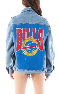 FURST OF A KIND VINTAGE GRAPHIC BACK INSERT DENIM JACKET VINTAGE DENIM JACKETS