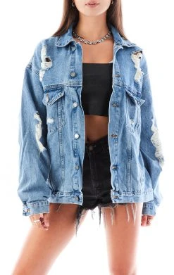 FURST OF A KIND VINTAGE NFL VINTAGE SWEATSHIRT BACK DENIM JACKET