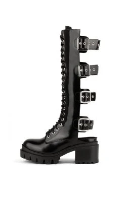 JEFFREY CAMPBELL TANK-GRL LUG BOTTOM KNEE HIGH BOOT SALE