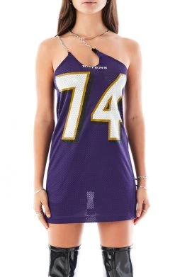 FURST OF A KIND VINTAGE JERSEY ONE SHOULDER DOUBLE CHAIN STRAP DRESS