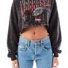 FURST OF A KIND VINTAGE BLACK RHINESTONE CROPPED SWEATSHIRT