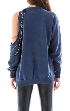 FURST OF A KIND VINTAGE ONE SHOULDER CHAIN SWEATSHIRT SALE