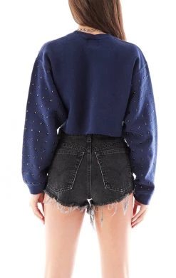 FURST OF A KIND VINTAGE BLACK RHINESTONE CROPPED SWEATSHIRT SALE