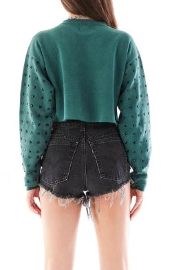 FURST OF A KIND VINTAGE BLACK RHINESTONE CROPPED SWEATSHIRT SALE