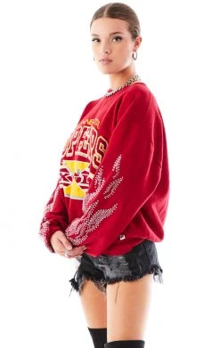 FURST OF A KIND VINTAGE SILVER RHINESTONE FLAME SWEATSHIRT 12 FURST OF A KIND VINTAGE SILVER RHINESTONE FLAME SWEATSHIRT