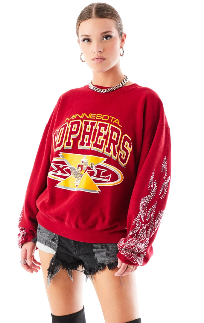 FURST OF A KIND VINTAGE SILVER RHINESTONE FLAME SWEATSHIRT 3 FURST OF A KIND VINTAGE SILVER RHINESTONE FLAME SWEATSHIRT