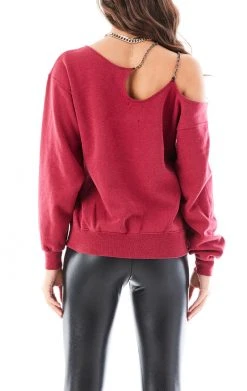 FURST OF A KIND VINTAGE ONE SHOULDER DOUBLE CHAIN SWEATSHIRT