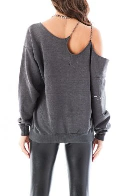 FURST OF A KIND VINTAGE ONE SHOULDER DOUBLE CHAIN SWEATSHIRT SALE