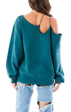 FURST OF A KIND VINTAGE ONE SHOULDER DOUBLE CHAIN SWEATSHIRT SALE