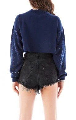 FURST OF A KIND VINTAGE BLACK RHINESTONE CROPPED SWEATSHIRT SALE