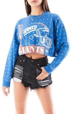 FURST OF A KIND VINTAGE ALLOVER RHINESTONE CROPPED SWEATSHIRT VINTAGE NFL
