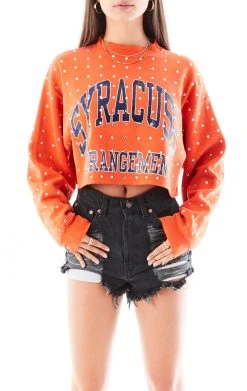 FURST OF A KIND VINTAGE ALLOVER RHINESTONE CROPPED SWEATSHIRT