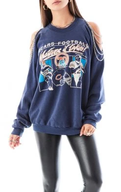 FURST OF A KIND VINTAGE SHOULDER CUT OUT CHAIN SWEATSHIRT