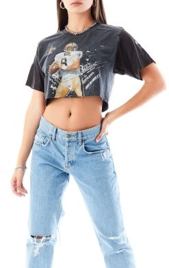FURST OF A KIND VINTAGE SPLICED JERSEY SLEEVE CROPPED TEE