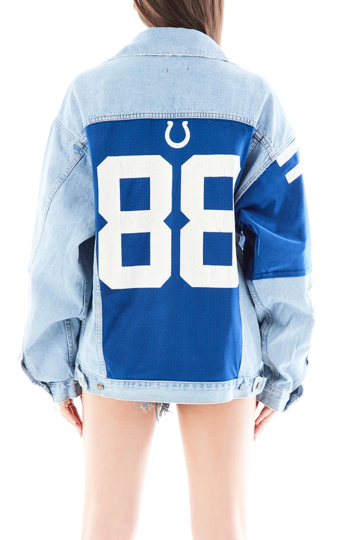 FURST OF A KIND VINTAGE DENIM JACKETS VINTAGE JERSEY SLEEVE AND BACK INSERT DENIM JACKET 4 FURST OF A KIND VINTAGE DENIM JACKETS VINTAGE JERSEY SLEEVE AND BACK INSERT DENIM JACKET