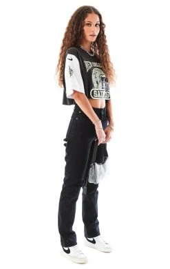 FURST OF A KIND SALE VINTAGE SPLICED JERSEY SLEEVE CROPPED TEE