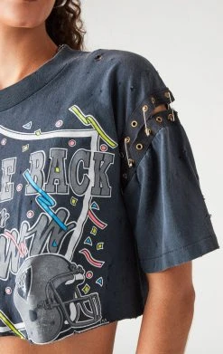 FURST OF A KIND VINTAGE NFL VINTAGE SPLIT SAFETY PIN CROPPED TEE 9 FURST OF A KIND VINTAGE NFL VINTAGE SPLIT SAFETY PIN CROPPED TEE