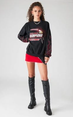 FURST OF A KIND SALE VINTAGE RED RHINESTONE FLAME SWEATSHIRT