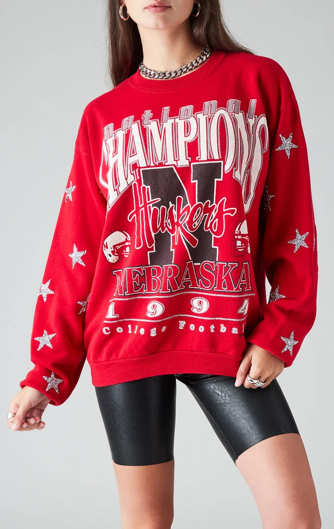 FURST OF A KIND VINTAGE SILVER STAR PATCH CLUSTER SWEATSHIRT VINTAGE COLLEGE 3 FURST OF A KIND VINTAGE SILVER STAR PATCH CLUSTER SWEATSHIRT VINTAGE COLLEGE